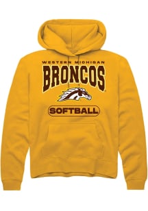 Summit Sportswear Western Michigan Broncos Mens Gold Softball Long Sleeve Hoodie