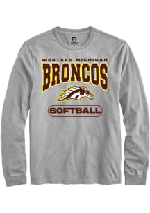 Summit Sportswear Western Michigan Broncos Grey Softball Long Sleeve T Shirt