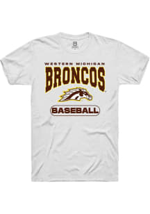 Summit Sportswear Western Michigan Broncos White Baseball Short Sleeve T Shirt