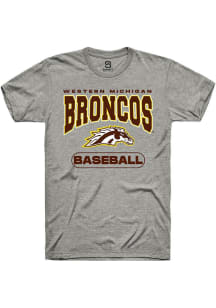Summit Sportswear Western Michigan Broncos Grey Baseball Short Sleeve T Shirt