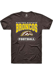 Summit Sportswear Western Michigan Broncos Brown Football Logo Short Sleeve T Shirt