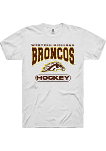 Summit Sportswear Western Michigan Broncos White Hockey Short Sleeve T Shirt