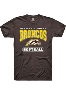 Summit Sportswear Western Michigan Broncos Brown Softball Logo Short Sleeve T Shirt