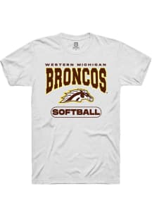Summit Sportswear Western Michigan Broncos White Softball Short Sleeve T Shirt