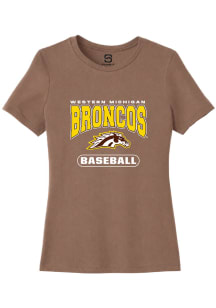 Summit Sportswear Western Michigan Broncos Womens Brown Baseball Short Sleeve T-Shirt