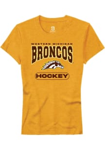 Summit Sportswear Western Michigan Broncos Womens Gold Hockey Short Sleeve T-Shirt