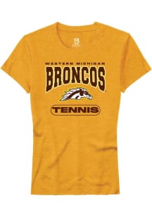 Summit Sportswear Western Michigan Broncos Womens Gold Tennis Short Sleeve T-Shirt