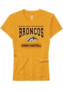 Summit Sportswear Western Michigan Broncos Womens Gold Womens Basketball Short Sleeve T-Shirt
