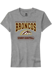 Summit Sportswear Western Michigan Broncos Womens Grey Womens Basketball Short Sleeve T-Shirt