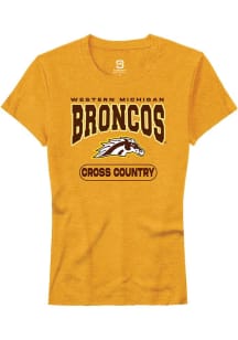 Summit Sportswear Western Michigan Broncos Womens Gold Cross Country Short Sleeve T-Shirt