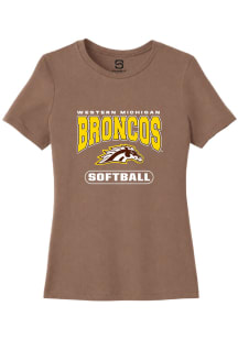 Summit Sportswear Western Michigan Broncos Womens Brown Softball Short Sleeve T-Shirt