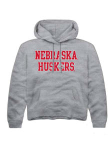 Summit Sportswear Nebraska Cornhuskers Youth Grey Straight Block Long Sleeve Hoodie