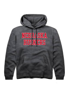 Summit Sportswear Nebraska Cornhuskers Youth Charcoal Straight Block Long Sleeve Hoodie