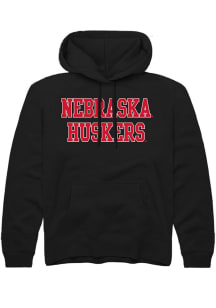 Summit Sportswear Nebraska Cornhuskers Youth Black Straight Block Long Sleeve Hoodie