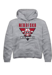 Summit Sportswear Nebraska Cornhuskers Youth Grey Triangle Blackshirts Long Sleeve Hoodie