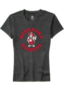 Summit Sportswear Nebraska Cornhuskers Womens Charcoal Circle Short Sleeve T-Shirt