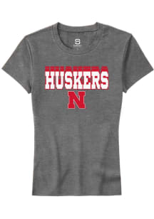 Summit Sportswear Nebraska Cornhuskers Womens Grey Repeat Short Sleeve T-Shirt
