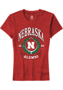 Summit Sportswear Nebraska Cornhuskers Womens Red Alumni Wreath Short Sleeve T-Shirt