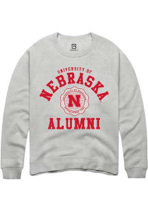Summit Sportswear Nebraska Cornhuskers Mens White Alumni Arch Design Long Sleeve Crew Sweatshirt