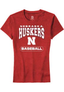 Summit Sportswear Nebraska Cornhuskers Womens Red Baseball Short Sleeve T-Shirt
