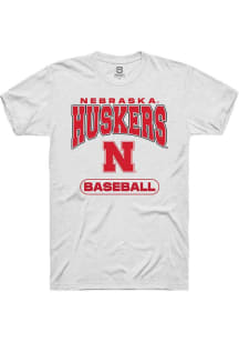 Summit Sportswear Nebraska Cornhuskers White Baseball Short Sleeve T Shirt