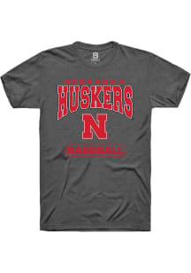 Summit Sportswear Nebraska Cornhuskers Charcoal Baseball Short Sleeve T Shirt