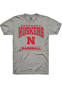 Summit Sportswear Nebraska Cornhuskers Grey Baseball Short Sleeve T Shirt