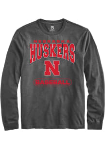 Summit Sportswear Nebraska Cornhuskers Charcoal Baseball Long Sleeve T Shirt