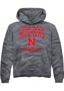 Summit Sportswear Nebraska Cornhuskers Mens Charcoal Baseball Long Sleeve Hoodie