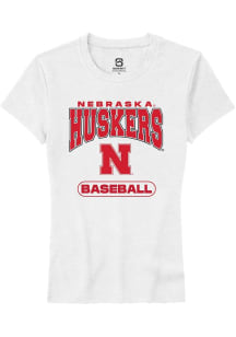 Summit Sportswear Nebraska Cornhuskers Womens White Baseball Short Sleeve T-Shirt