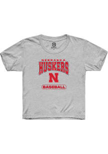 Summit Sportswear Nebraska Cornhuskers Youth Grey Baseball Short Sleeve T-Shirt