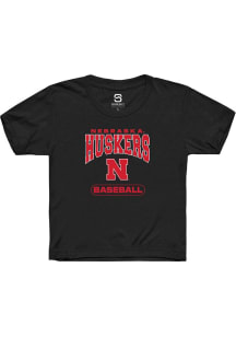 Summit Sportswear Nebraska Cornhuskers Youth Black Baseball Short Sleeve T-Shirt