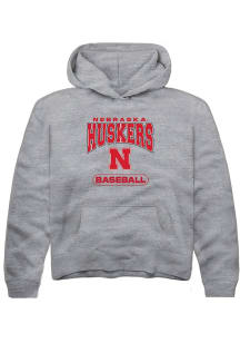 Summit Sportswear Nebraska Cornhuskers Youth Grey Baseball Long Sleeve Hoodie