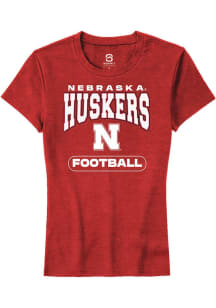 Summit Sportswear Nebraska Cornhuskers Womens Red Football Short Sleeve T-Shirt