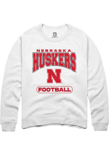 Summit Sportswear Nebraska Cornhuskers Mens White Football Long Sleeve Crew Sweatshirt