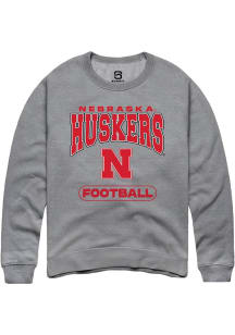 Summit Sportswear Nebraska Cornhuskers Mens Grey Football Long Sleeve Crew Sweatshirt