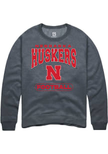 Summit Sportswear Nebraska Cornhuskers Mens Charcoal Football Long Sleeve Crew Sweatshirt