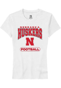 Summit Sportswear Nebraska Cornhuskers Womens White Football Short Sleeve T-Shirt