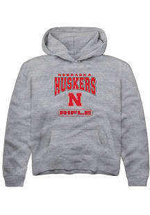 Summit Sportswear Nebraska Cornhuskers Youth Grey Rifle Long Sleeve Hoodie