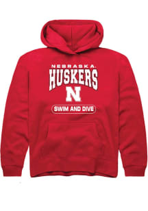 Summit Sportswear Nebraska Cornhuskers Youth Red Swim and Dive Long Sleeve Hoodie