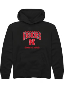 Summit Sportswear Nebraska Cornhuskers Youth Black Womens Track and Field Long Sleeve Hoodie