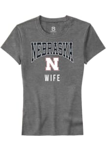 Summit Sportswear Nebraska Cornhuskers Womens Grey Wife Short Sleeve T-Shirt