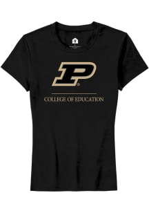 Rally Purdue Boilermakers Womens Black College of Education Short Sleeve T-Shirt
