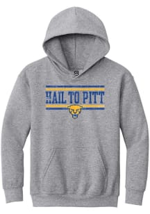 Summit Sportswear Pitt Panthers Youth Grey Heather Chant Bars Long Sleeve Hoodie