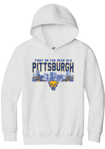 Summit Sportswear Pitt Panthers Youth White Skyline Long Sleeve Hoodie