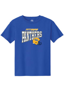 Summit Sportswear Pitt Panthers Youth Blue Football Cheer Short Sleeve T-Shirt