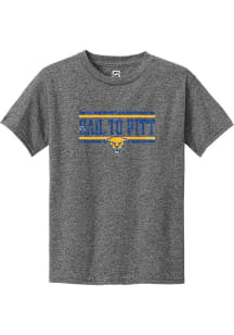 Summit Sportswear Pitt Panthers Youth Grey Chant Bars Short Sleeve T-Shirt