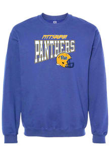 Summit Sportswear Pitt Panthers Mens Blue Football Cheer Long Sleeve Crew Sweatshirt