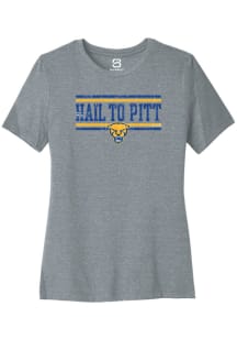 Summit Sportswear Pitt Panthers Womens Grey Chant Bars Short Sleeve T-Shirt