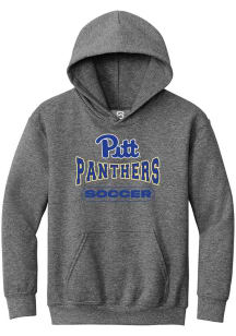 Summit Sportswear Pitt Panthers Youth Grey Soccer Wordmark Long Sleeve Hoodie